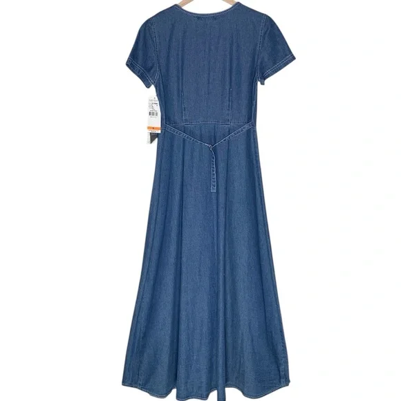 Karen Kane 90s Denim Maxi Dress Button Front Size 6 NWTOS USA Boho Cottage - Picture 3 of 13